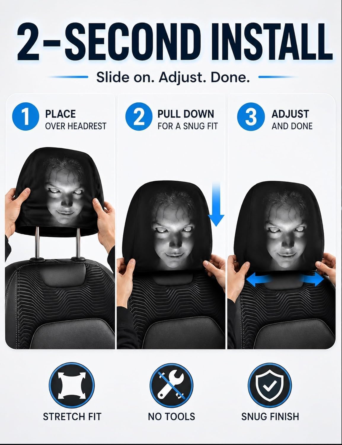 Universal Ghost Face Headrest Covers