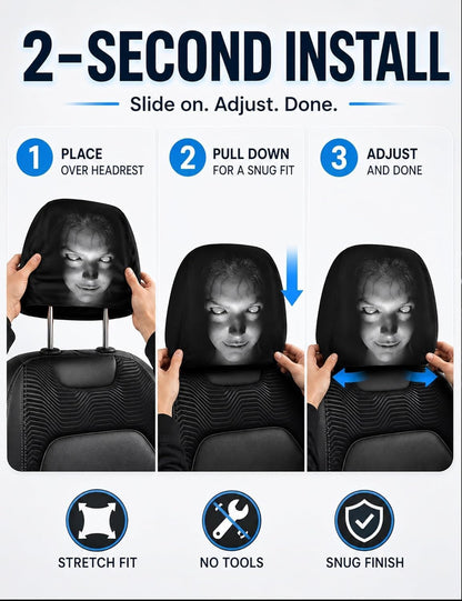 Universal Ghost Face Headrest Covers