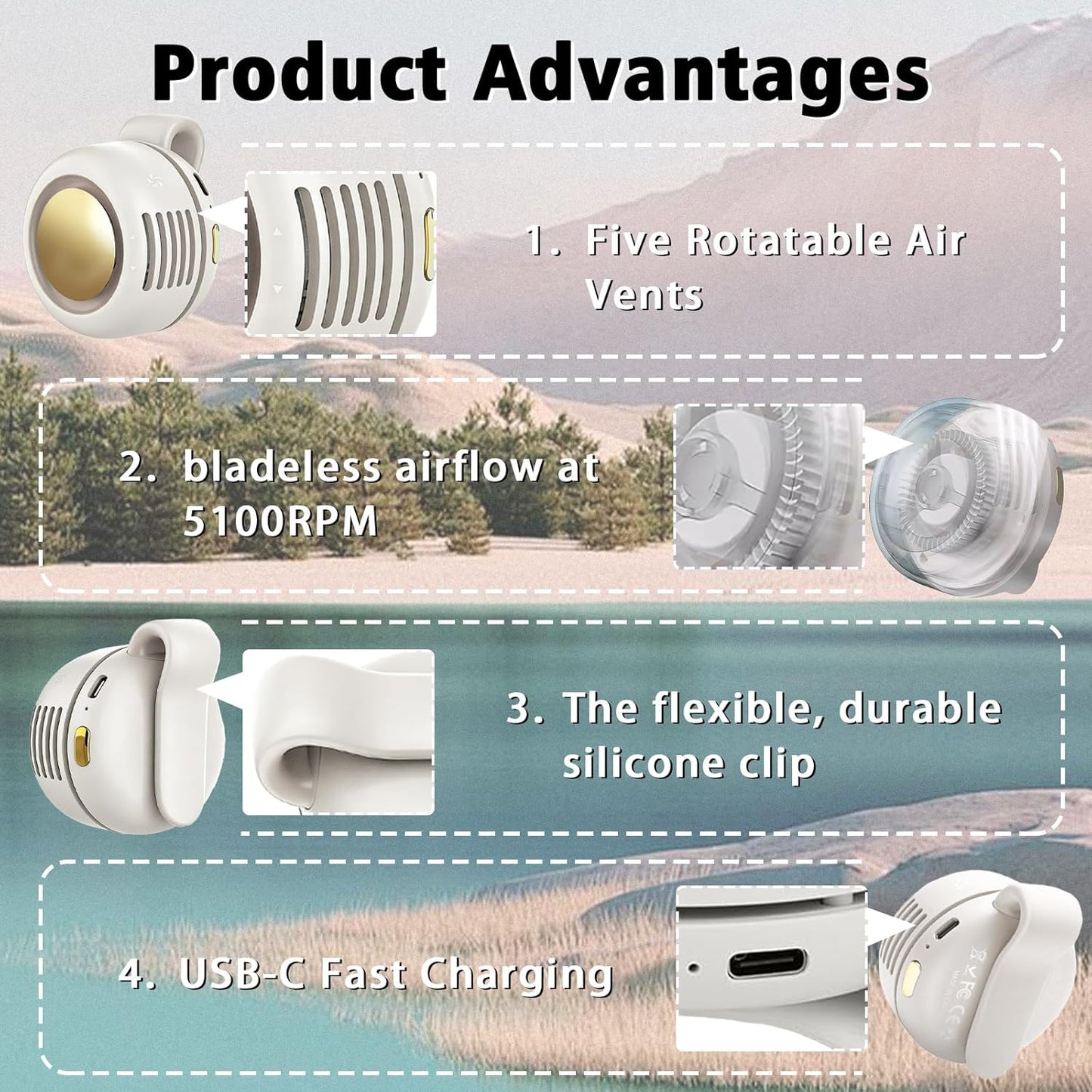 Silent Bladeless 360° Clip-On Fan
